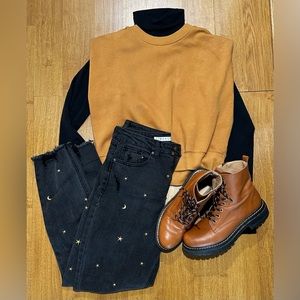 Tinseltown Distressed Black Decorative Jeans